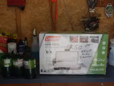 poêle de camping marque coleman neuf essayer une fois a l achat pour voir si tout fonctionnait viens...