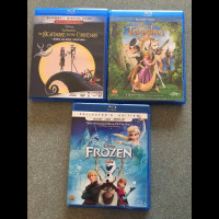 Disney Blu-rays EUC Frozen Tangled Nightmare Before Christmas 
