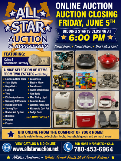 EDMONTON:  Timed Online Estate Auction - Closing June 5th at 5pm, View more