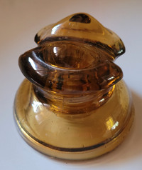 Vintage Lowex 512 Honey Amber Glass Insulator