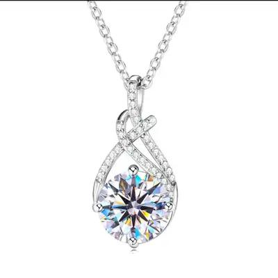Moissanite Swirl Pendant Necklace Sterling Silver, View more