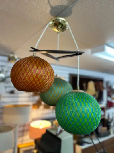 Fun Colorful Spun fibreglass light fixture retro vintage MCM, View more