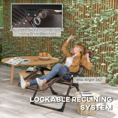 Outsunny Outdoor Zero Gravity Chair, Folding PE Rarran Reclining, View more