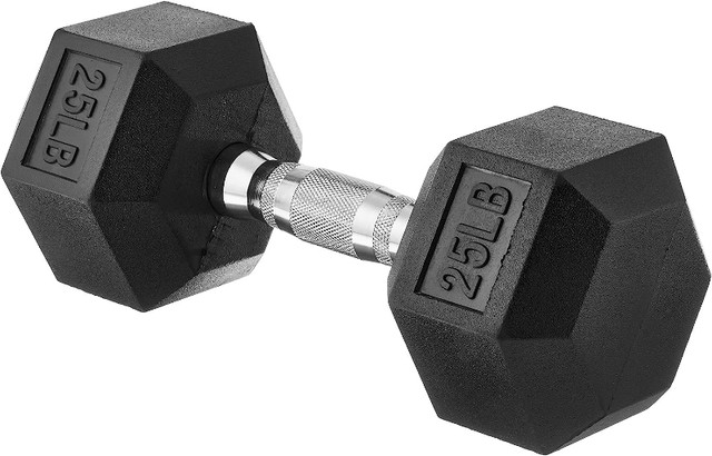 Hex Rubber Dumbbell with Metal Handles, Pair of 2 Heavy Dumbbell in Exercise Equipment in Mississauga / Peel Region - Image 3