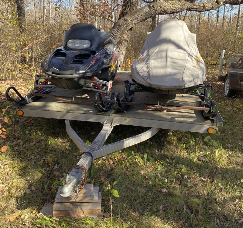 Triton XT aluminum tilt double snowmobile trailer Snowmobiles Parts