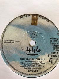 UK Eagles Hotel California 45 clean vg++ vinyl WOL