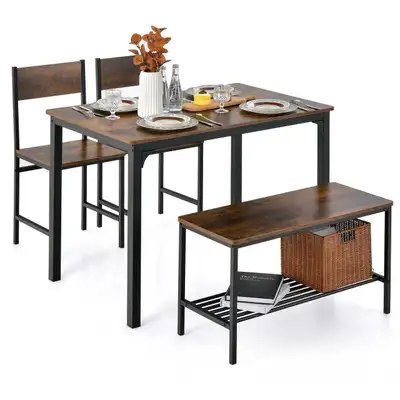 Dining Table Set for 4, Kitchen Table with Bench and Chairs, View more