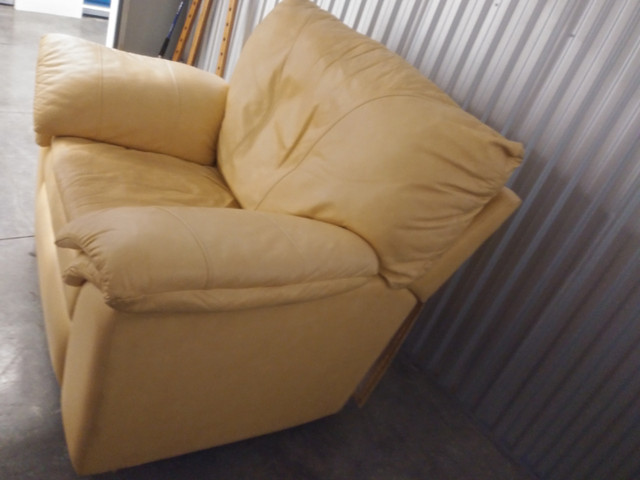 Large, faux leather chair. Reclines, rocks, easy to transport. in Chairs & Recliners in Vancouver - Image 3
