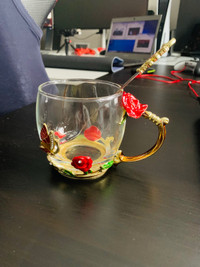 Glass Coffee Mug Teacup with Spoon