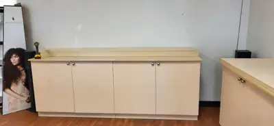 A whole store of White birch cabinets with shelving for storage as well as shelving for display . Cl...