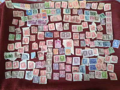 Bundle of vintage Denmark postage stamps. Located lake echo