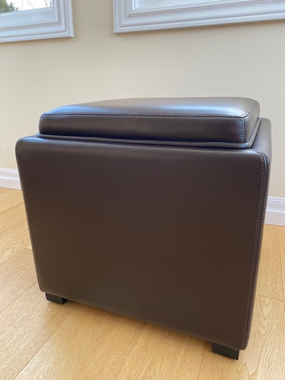 Crate & Barrel Leather Storage Ottoman, View more