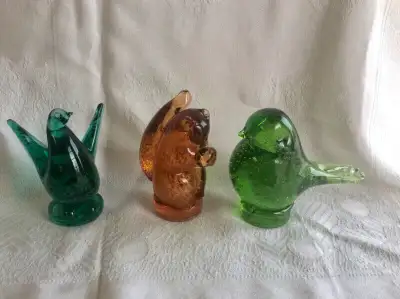 Altaglass weights Perfect condition All weights & Vase $30.00 each Orange squirrel SOLD