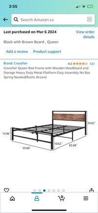 Queen size mattress and bed frame 