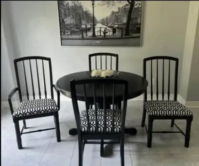 Very Affordable Beautiful Black Table/Centerpiece/4Chairs, View more