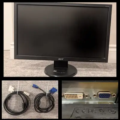Acer V203H 20" LCD Monitor + ALL cables - MINT, View more