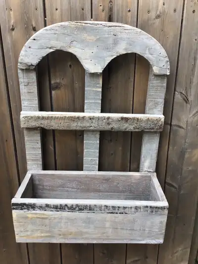 Wood Wall Mount Flower basket - 18"W x 8"D x 25"H, View more