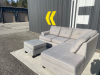 Free delivery  Grey L shape sectional sofa couch ️ with ottoman