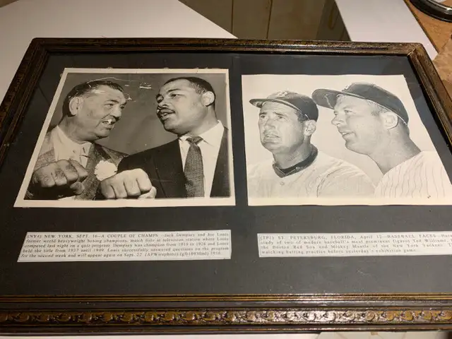 Baseball/Boxing framed photo Joe Louis / Mickey Mantle in Arts & Collectibles in City of Toronto - Image 5