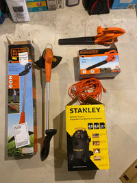 Bundle String trimmer, blower, extension cord and wet/dry vacuum