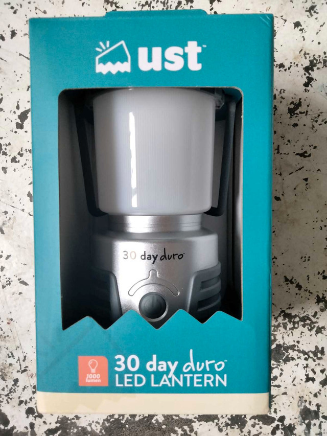 NEW 30 day LED lantern, battery powered, made by UST Gear in General Electronics in Yarmouth