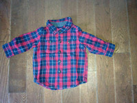 Baby Boy Gap Plaid Lined Shirt Red/Blue (size 6-12 months)