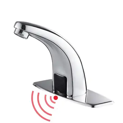 Upgrade your bathroom with this sleek, chrome automatic sensor faucet, designed for touch-free opera...