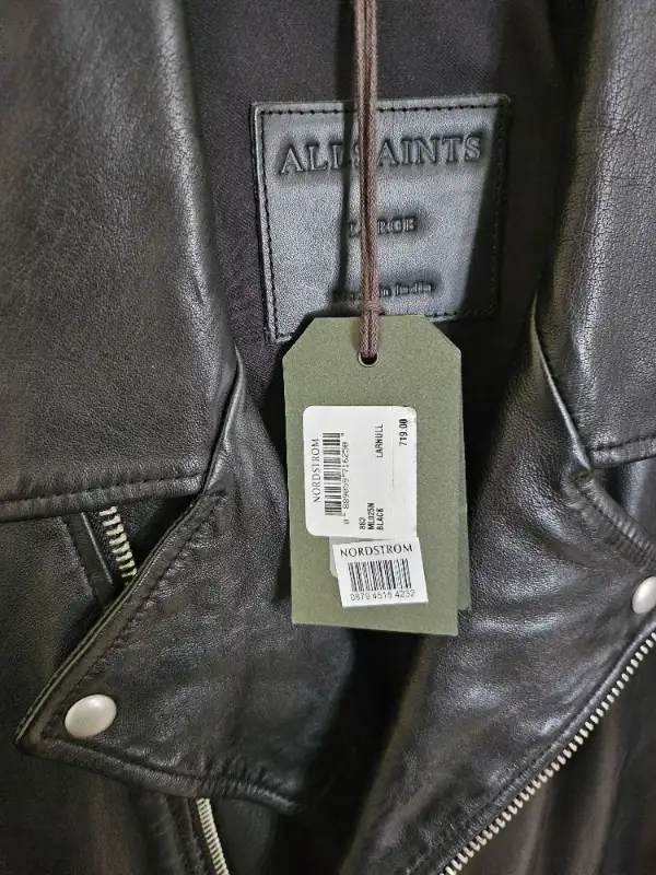 Mens Leather All Saints Moto Jacket (L) in Men's in Calgary - Image 4