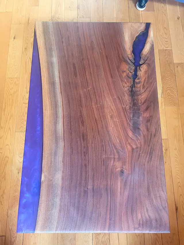 Walnut End Table with Purple Resin in Other Tables in Ottawa - Image 4