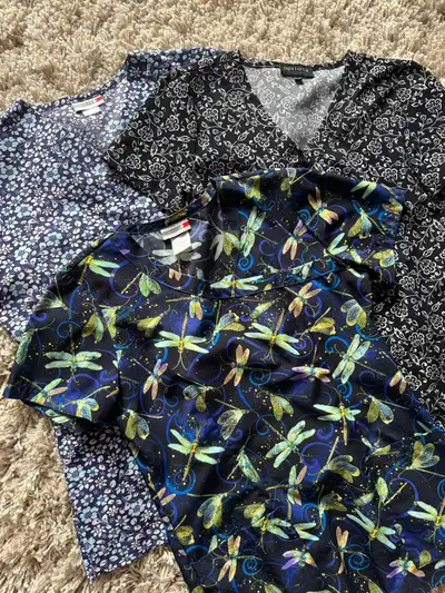 $20 for all 3 Set of 3 scrub top uniforms. Great condition! Size: XS