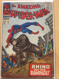 MARVEL COMICS Book: AMAZING SPIDERMAN # 43– VINTAGE 1966 - Rhino