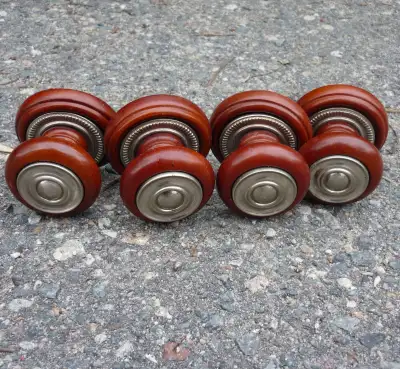 4 Wood and Metal Knob Handle Pulls for Kitchen Cabinets, Drawers, View more