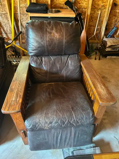 Brown Leather Loveseat & Matching Chair – $250 for the Set, View more