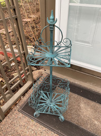 Wrought iron vintage - 2 tier square plant stand ( 34” high )