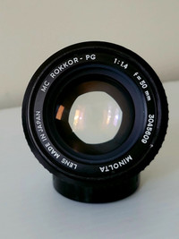 Minolta  MC Rokkor-PG 50mm F/ 1 .4 Manual Focus MD Lens 