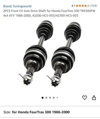 2PCS Front CV Axle Drive Shaft for Honda FourTrax 300 TRX300FW 4x4 ATV 1988-2000, 42200-HC5-003/4230...