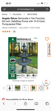 Angelo Décor Serravalle 4 Tier Fountain, 63-inch, SafeStop Pump 