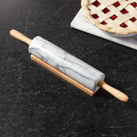 Crate & Barrel French Kitchen Marble Rolling Pin with Stand