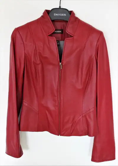 NEW! Danier red leather jacket. Veste en veritable cuire., View more