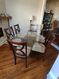 Glass Dining Room Table with 6 chairs