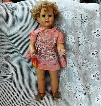 23" ALL COMPOSITION JOINTED DOLL, EUROPEAN, PINK DRESS, SHOES, View more