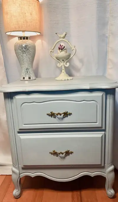 Refinished Nightstand - "Paisley" blue Fusion Paint Charming nightstand beautifully refinished in Fu...