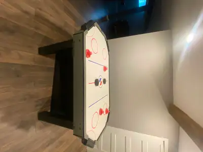 Table size 69 inches x39 inches. Height 31 inches comes with 1regular puck and 3 pro pucks. Table ma...