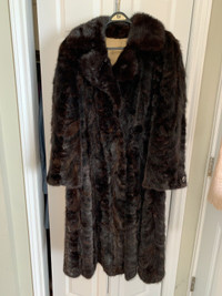 Vintage Black/Brown Real Mink Fur Coat Size Large