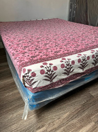 Queen size bed mattress + box and expandable steel bed  frame