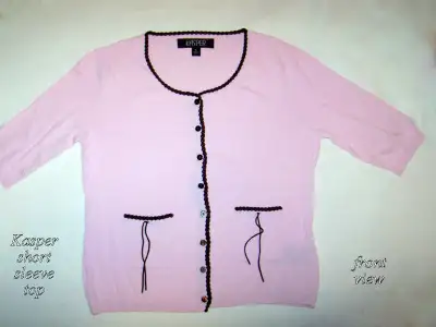 Kasper matched set pink tops, short/sleeveless pullover/button, View more