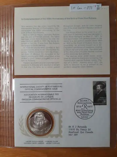 658 1stcoin-033 - 400th anniversary of birth of peter paul rubens 1977 Franklin Mint International S...