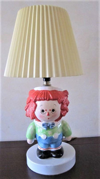 Vintage Raggedy Andy Lamp By Lumiray With Original Shade