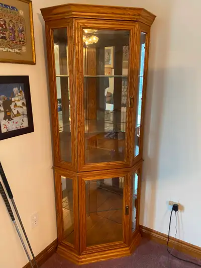 Wood Mirrored Corner Display Cabinet, View more