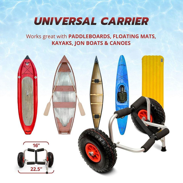 BNIB Rolling Kayak Cart SUP paddle board Canoe Carrier dolly in Water Sports in Markham / York Region - Image 2